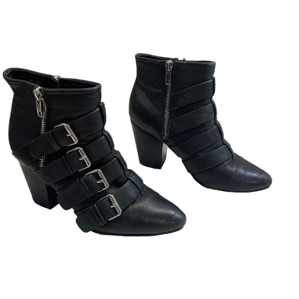 Rebecca Minkoff Womens Audrey Ankle Boots Booties Black Leather.size 6 🪷❣️